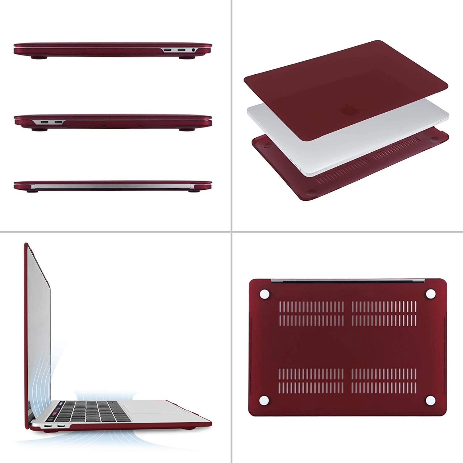 MOSISO Compatible with MacBook Pro 13 inch Case 2020-2016 Release A2338 M1 A2289 A2251 A2159 A1989 A1706 A1708 with/Without Touch Bar, Plastic Hard Shell Case Cover & Screen Protector, Marsala Red iMosiso