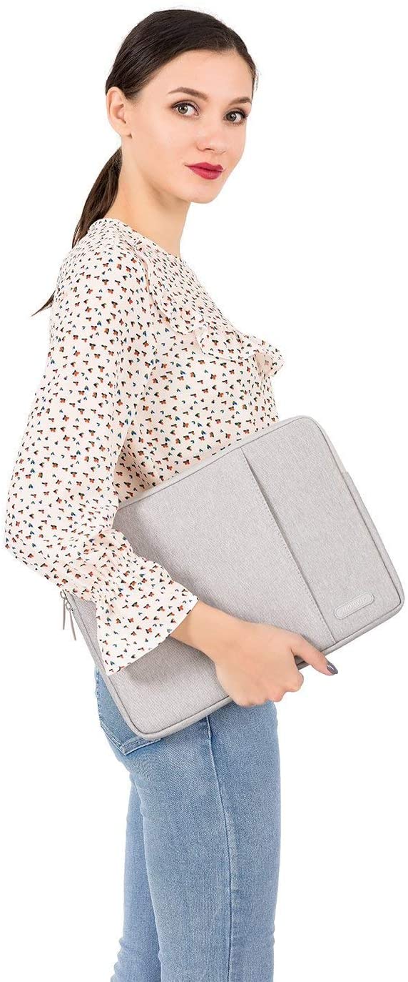 MOSISO Laptop Sleeve For 13.3" Laptops - Polyester Vertical Case With Front Pocket, Gray