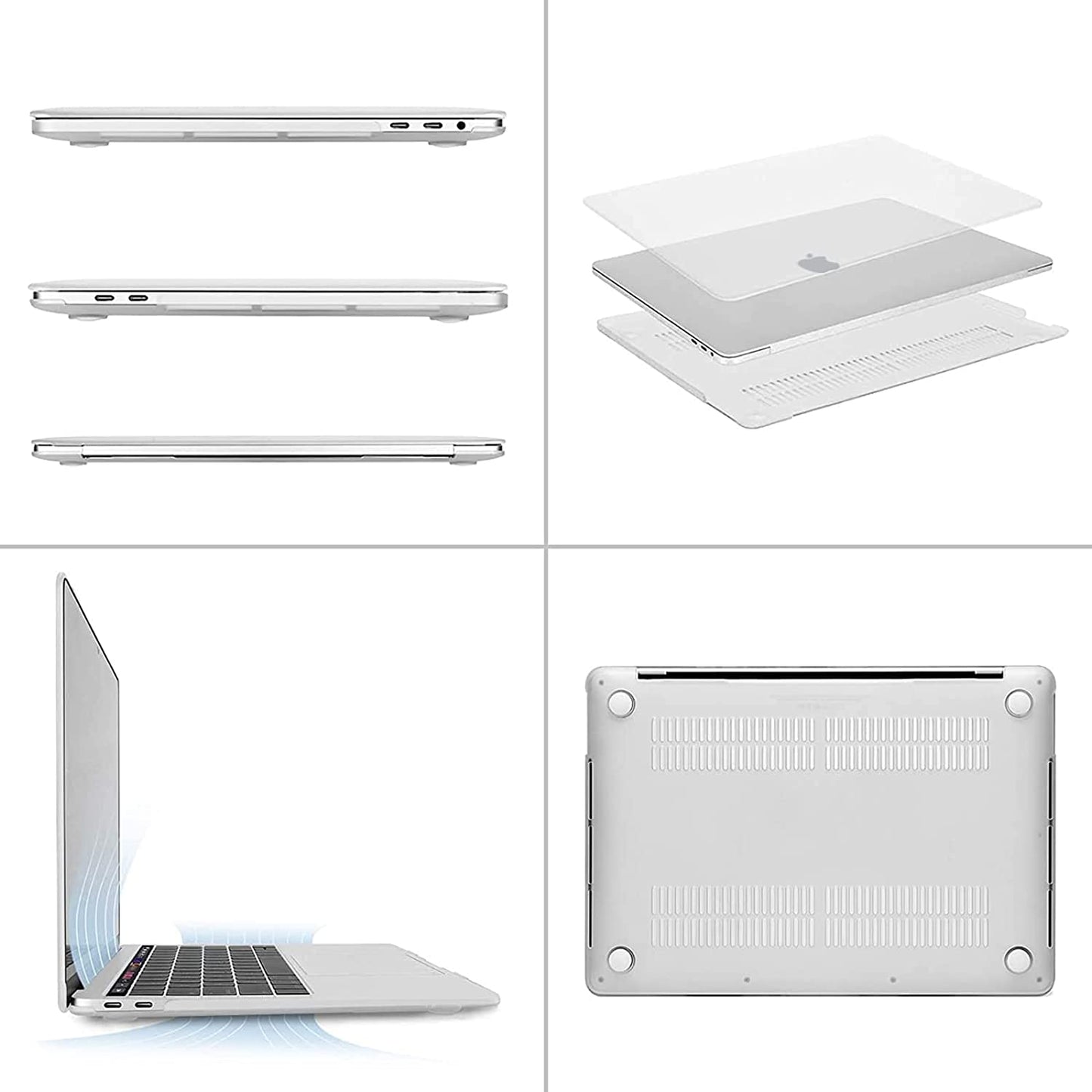 MOSISO Compatible with MacBook Pro 13 inch Case 2020-2016 Release A2338 M1 A2289 A2251 A2159 A1989 A1706 A1708, Plastic Hard Shell Case&Keyboard Cover Skin&Screen Protector&Storage Bag, Frost iMosiso