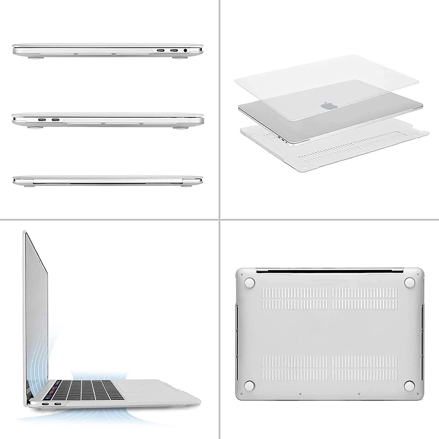 MOSISO Compatible with MacBook Pro 13 inch Case 2020-2016 Release A2338 M1 A2289 A2251 A2159 A1989 A1706 A1708, Plastic Hard Shell Case&Keyboard Cover Skin&Screen Protector&Storage Bag, Frost iMosiso