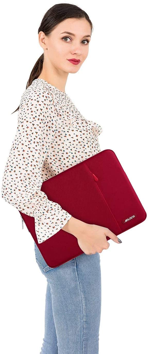 MOSISO Laptop Sleeve Bag 11.6 12 13 13.3 14 14.2 15 15.6 16 inch Compatible with MacBook Air 13 inch A2337 M1 A2179 A1932 2018-2022/Pro 13 inch A2338 M1 A2251 A2289 A2159 A1989 A1706 A1708, Polyester Vertical Case with Pocket, Red iMosiso