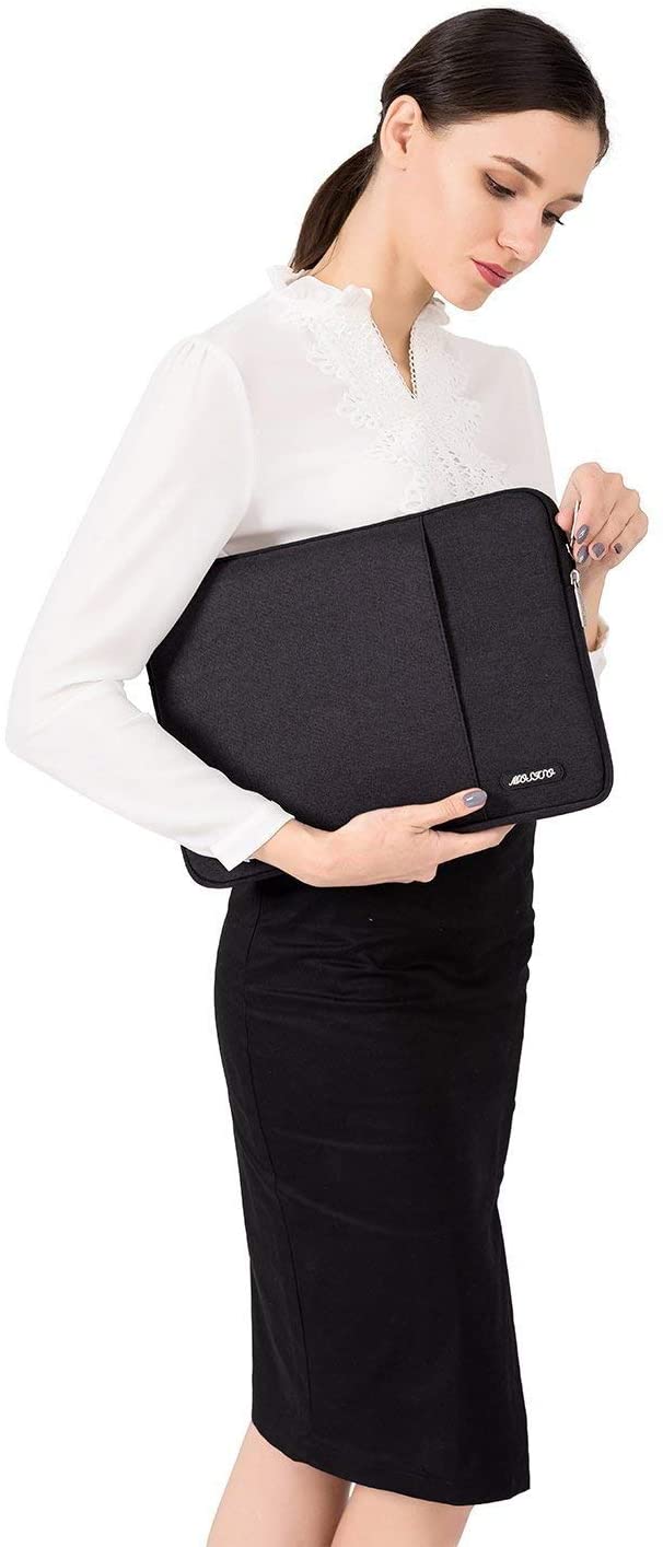 MOSISO Laptop Sleeve Bag 11.6 12.3 13 13.3 14 15 15.6 16 17 17.3 inch Compatible with MacBook Air 13 inch A2337 M1 A2179 A1932 2018-2022/Pro 13 inch A2338 M1 A2251 A2289 A2159 A1989 A1706 A1708, Pro 14 15 16 inch Polyester Vertical Case with Pocket, Black iMosiso