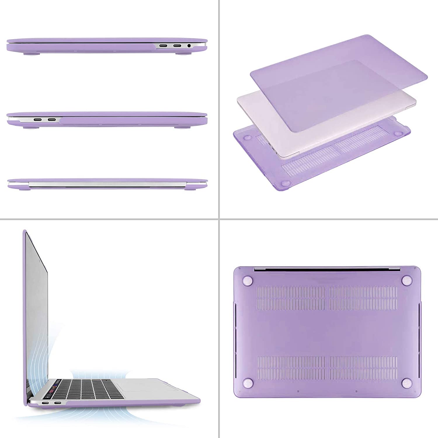 MOSISO Compatible with MacBook Pro 13 inch Case 2020-2016 Release A2338 M1 A2289 A2251 A2159 A1989 A1706 A1708 with/Without Touch Bar, Plastic Hard Shell Case Cover & Screen Protector, Light Purple iMosiso