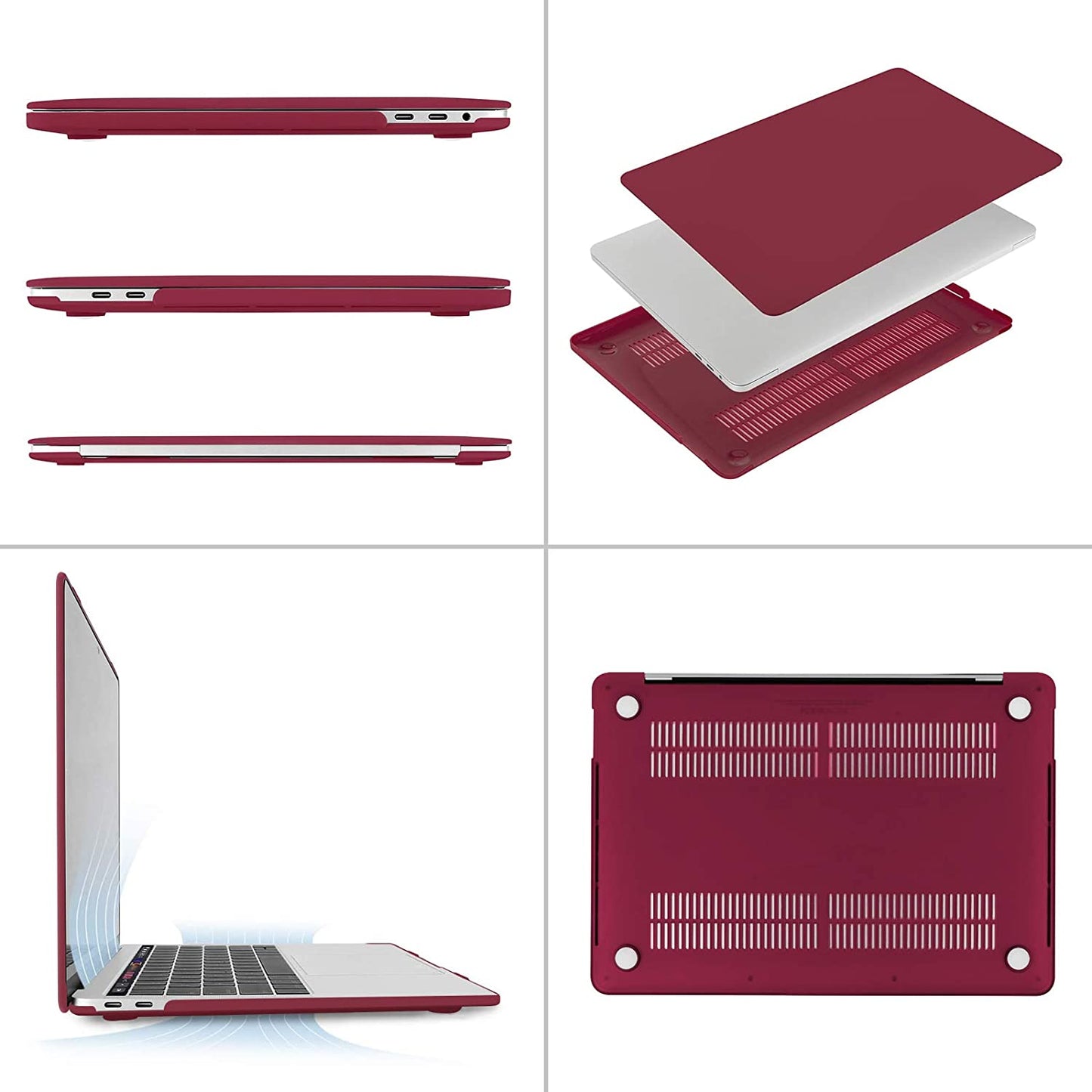 MOSISO Compatible with MacBook Pro 13 inch Case 2020-2016 Release A2338 M1 A2289 A2251 A2159 A1989 A1706 A1708, Plastic Hard Shell Case&Keyboard Cover Skin&Screen Protector&Storage Bag, Wine Red iMosiso