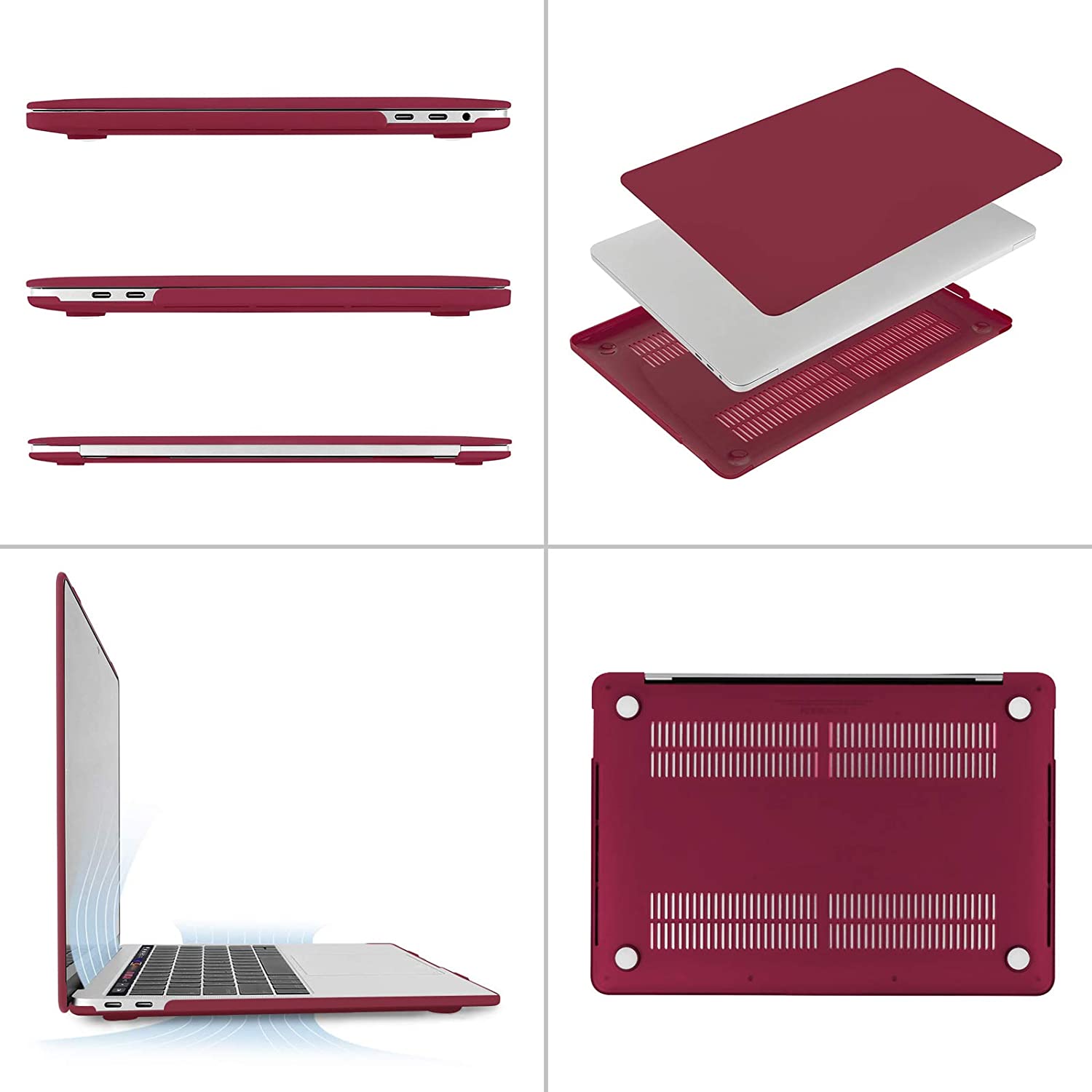 MOSISO Compatible with MacBook Pro 13 inch Case 2020-2016 Release A2338 M1 A2289 A2251 A2159 A1989 A1706 A1708, Plastic Hard Shell Case&Keyboard Cover Skin&Screen Protector&Storage Bag, Wine Red iMosiso
