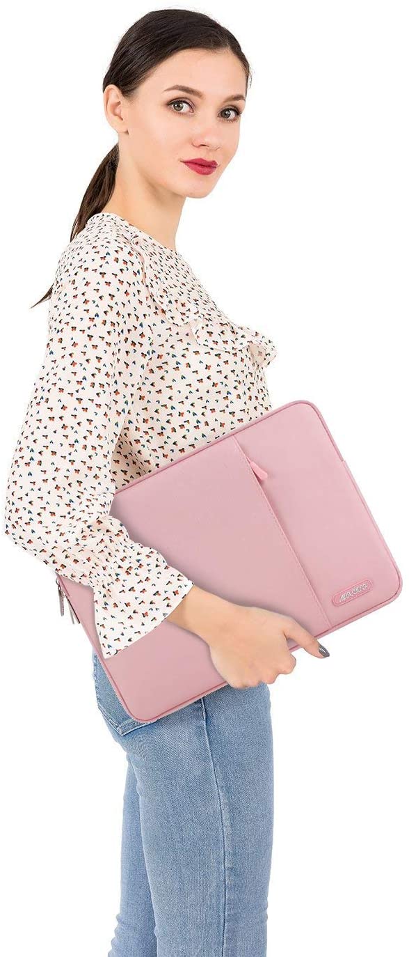 MOSISO Laptop Sleeve Bag 11.6 12 13 13.3 14 14.2 15 15.6 16 inch Compatible with MacBook Air 13 inch A2337 M1 A2179 A1932 2018-2022/Pro 13 inch A2338 M1 A2251 A2289 A2159 A1989 A1706 A1708, Polyester Vertical Case with Pocket, Pink iMosiso