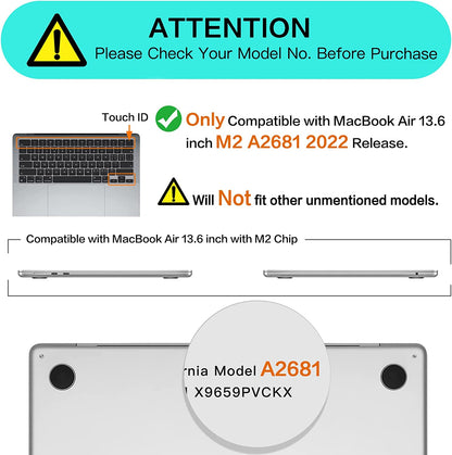 MOSISO Compatible with MacBook Air 13.6 inch Case 2022 Release A2681 M2 Chip with Liquid Retina Display & Touch ID, Protective Plastic Hard Shell Case Cover, Gray iMosiso