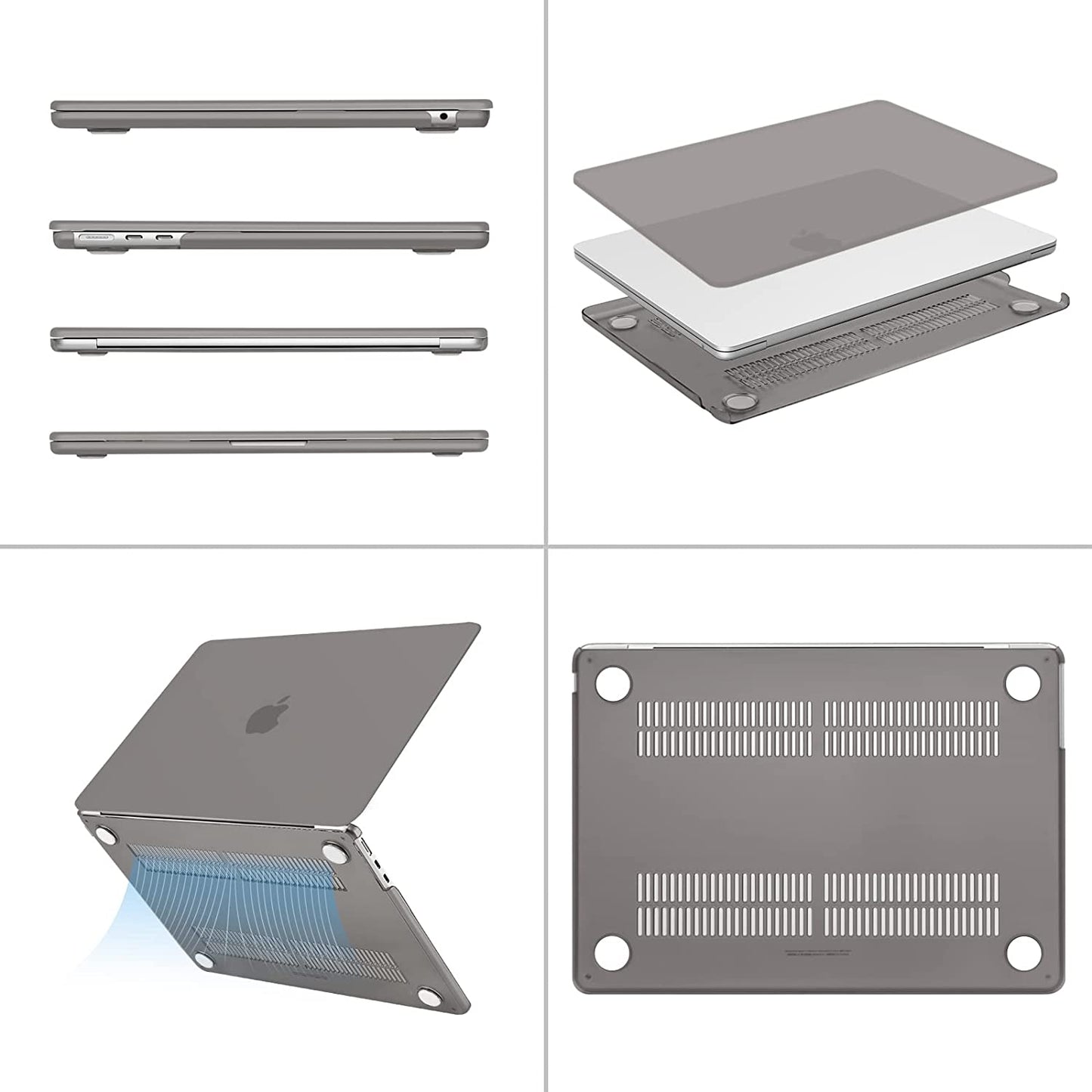 MOSISO Compatible with MacBook Air 13.6 inch Case 2022 Release A2681 M2 Chip with Liquid Retina Display & Touch ID, Protective Plastic Hard Shell Case Cover, Gray iMosiso