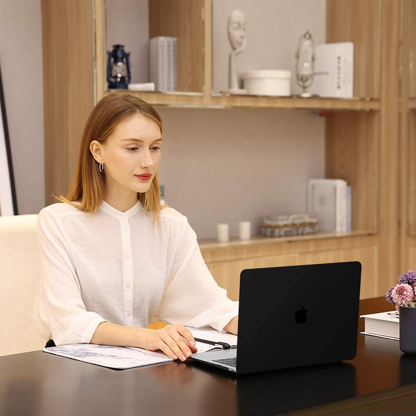 MOSISO Compatible with MacBook Air 13 inch Case 2022, 2021-2018 Release A2337 M1 A2179 A1932 Retina Display Touch ID, Plastic Hard Shell&Keyboard Cover&Screen Protector&Storage Bag, Black iMosiso