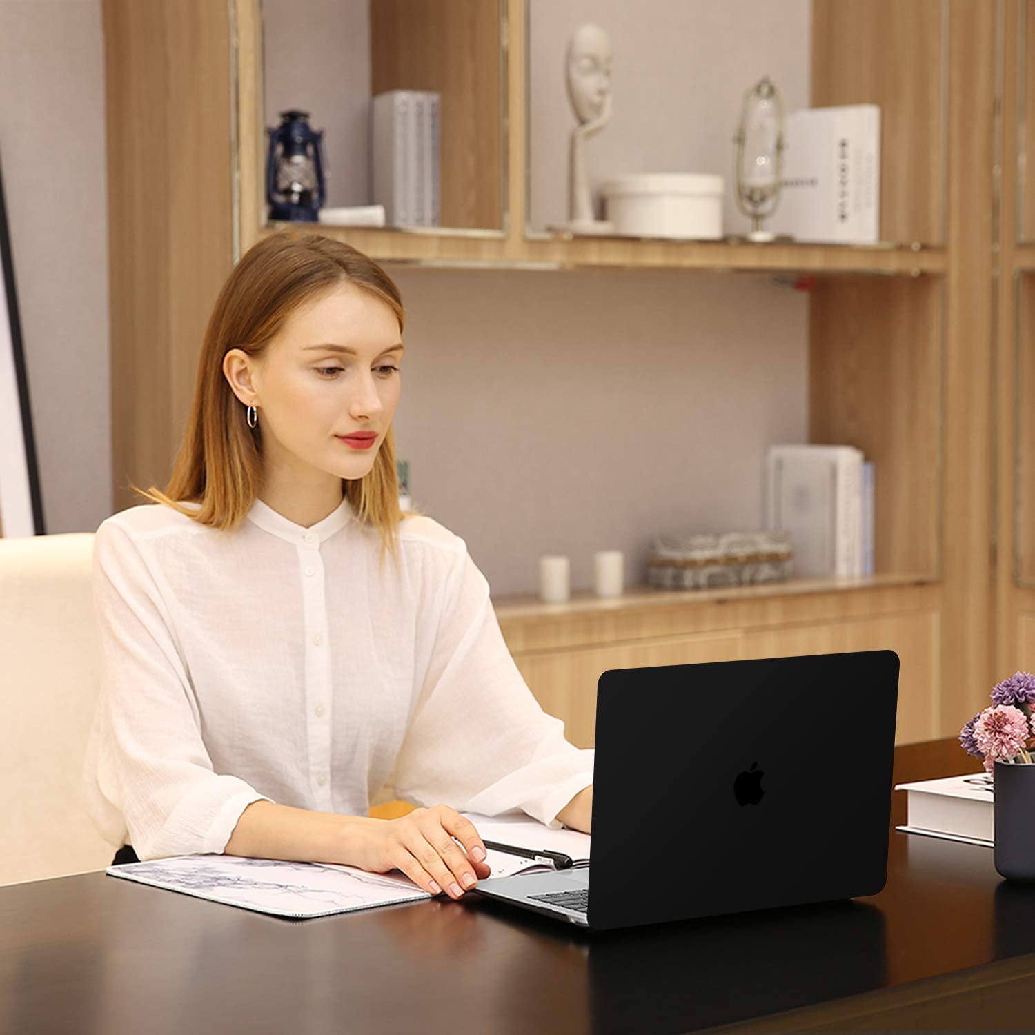 MOSISO Compatible with MacBook Air 13 inch Case 2022, 2021-2018 Release A2337 M1 A2179 A1932 Retina Display Touch ID, Plastic Hard Shell&Keyboard Cover&Screen Protector&Storage Bag, Black iMosiso