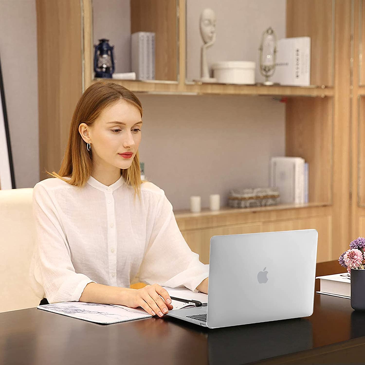 MOSISO Compatible with MacBook Air 13 inch Case 2022, 2021-2018 Release A2337 M1 A2179 A1932 Retina Display Touch ID, Plastic Hard Shell&Keyboard Cover&Screen Protector&Storage Bag, Frost iMosiso