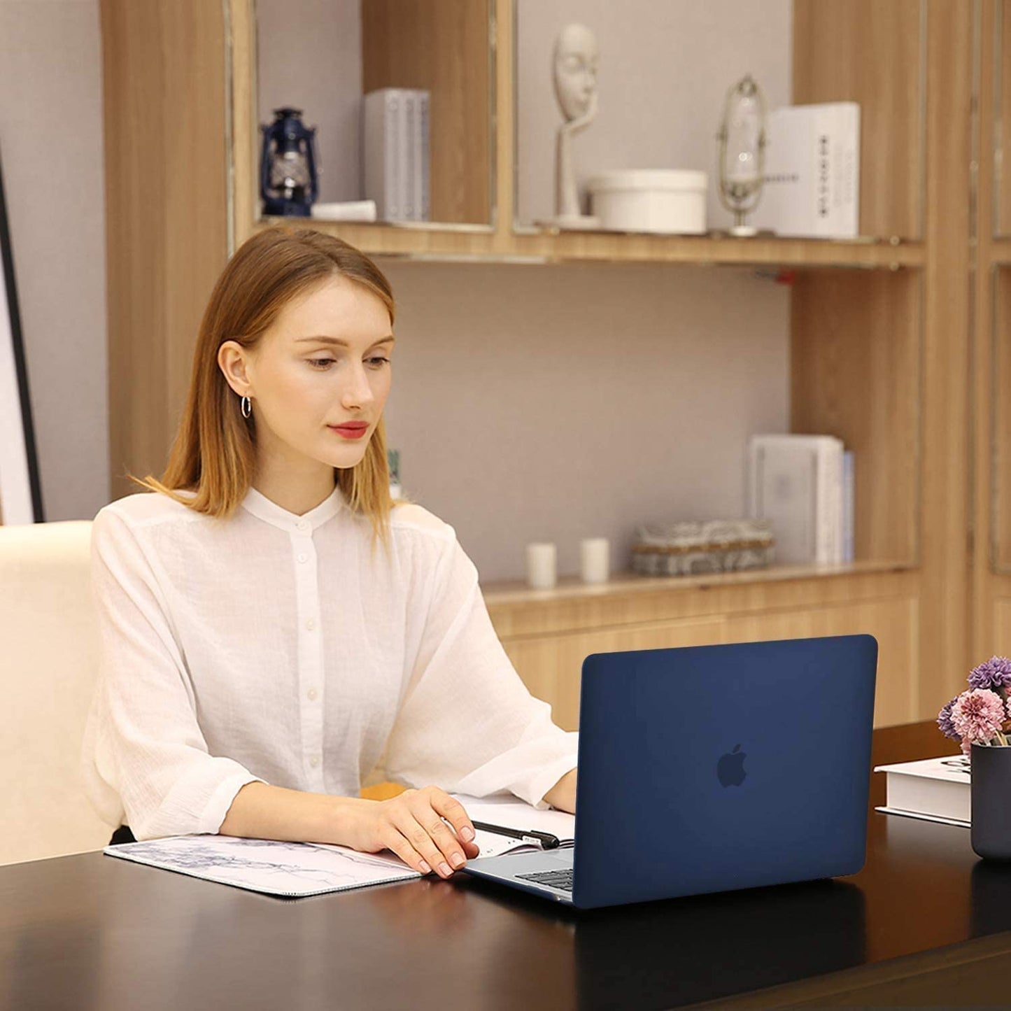 MOSISO Compatible with MacBook Air 13 inch Case 2022, 2021-2018 Release A2337 M1 A2179 A1932 Retina Display Touch ID, Plastic Hard Shell&Keyboard Cover&Screen Protector&Storage Bag, Navy Blue iMosiso