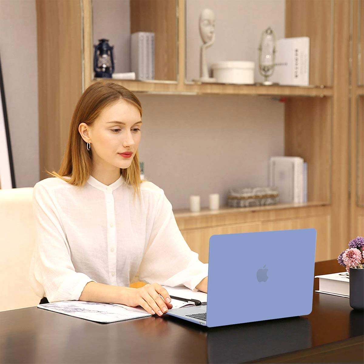 MOSISO Compatible with MacBook Air 13 inch Case 2022, 2021-2018 Release A2337 M1 A2179 A1932 Retina Display Touch ID, Plastic Hard Shell&Keyboard Cover&Screen Protector&Storage Bag, Serenity Blue iMosiso