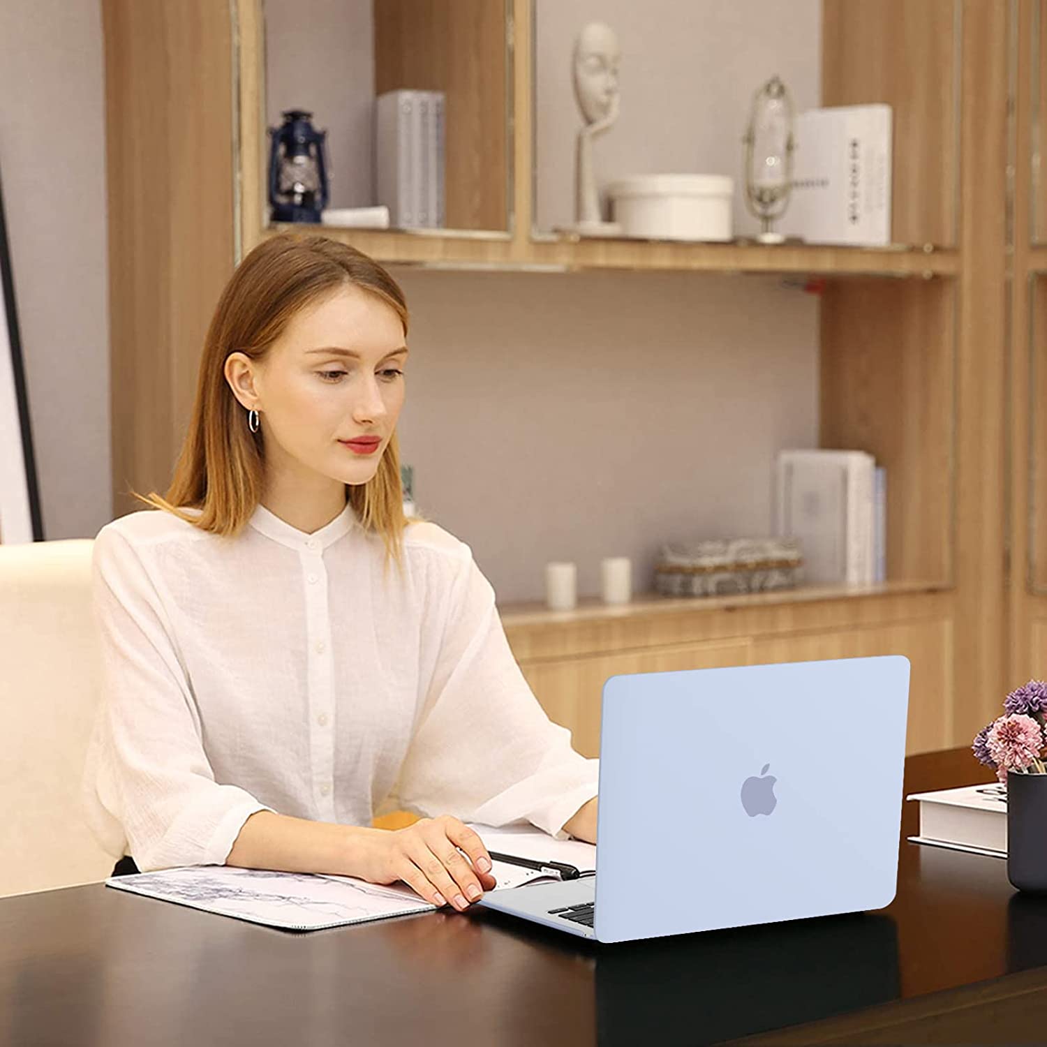 MOSISO Compatible with MacBook Air 13.6 inch Case 2022 2023 Release A2681 M2 Chip with Liquid Retina Display & Touch ID, Protective Plastic Hard Shell Case & Keyboard Cover Skin, Cerulean Blue iMosiso