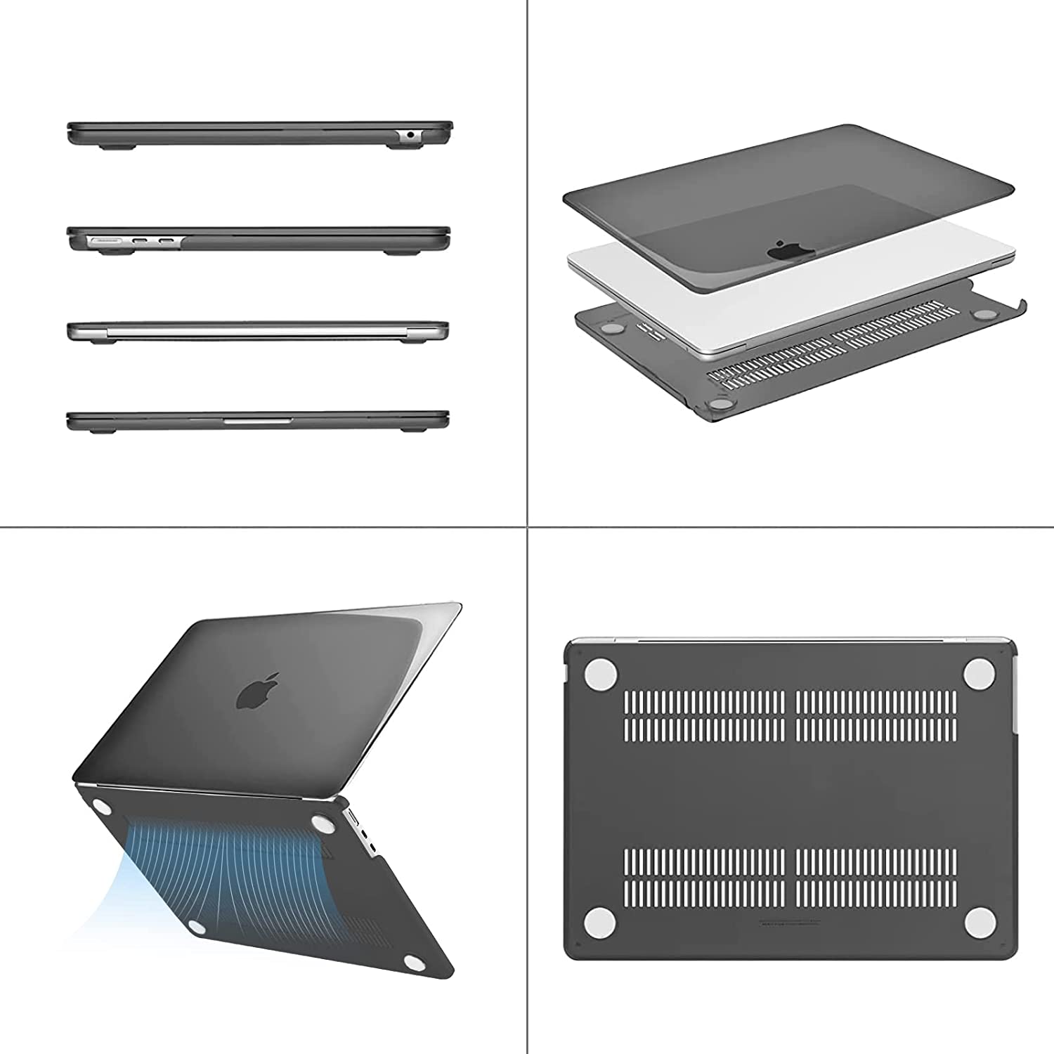 MOSISO Compatible with MacBook Air 13.6 inch Case 2022 Release A2681 M2 Chip with Liquid Retina Display & Touch ID, Protective Plastic Hard Shell Case Cover, Smoke Black iMosiso