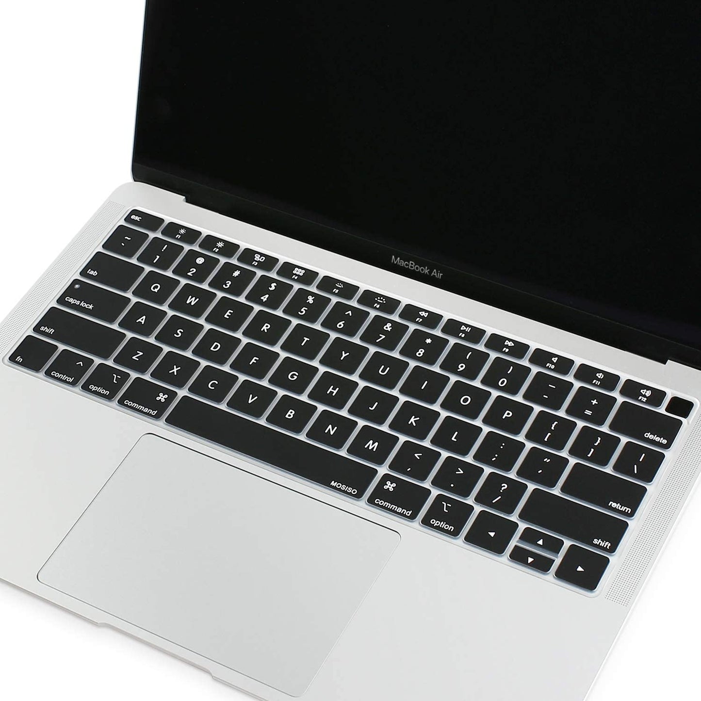 MOSISO Keyboard Cover Compatible with MacBook Air 13 inch 2019 2018 Release A1932 Retina Display with Touch ID, Waterproof Dust-Proof Protective Silicone Skin, Black iMosiso