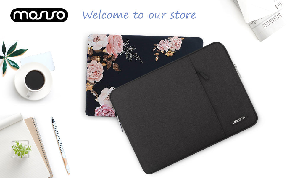 MOSISO Laptop Sleeve Bag 11.6 12.3 13 13.3 14 15 15.6 16 17 17.3 inch Compatible with MacBook Air 13 inch A2337 M1 A2179 A1932 2018-2022/Pro 13 inch A2338 M1 A2251 A2289 A2159 A1989 A1706 A1708, Pro 14 15 16 inch Polyester Vertical Case with Pocket, Black iMosiso