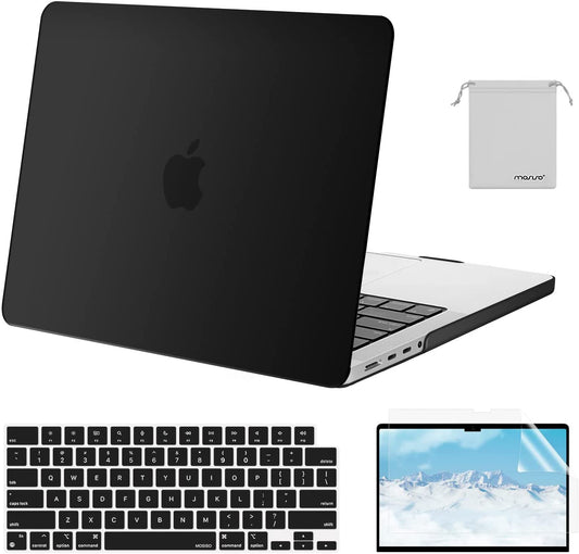 MOSISO Compatible with MacBook Pro 16 inch Case 2021 2022 Release A2485 M1 Pro/Max with Liquid Retina XDR Display Touch ID, Plastic Hard Shell&Keyboard Skin&Screen Protector&Storage Bag, Black iMosiso