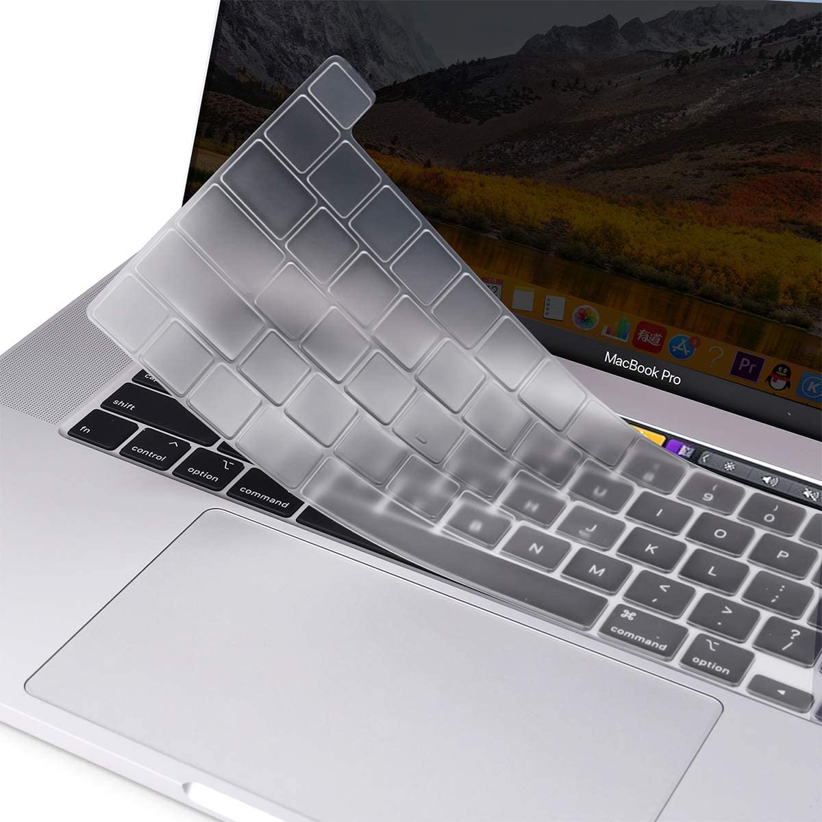MOSISO Keyboard Cover Compatible with 2020 MacBook Pro 13 inch A2338 M1 A2289 A2251 & 2019 MacBook Pro 16 inch A2141 with Touch ID & Retina Display, Protective Silicone Skin, Transparent iMosiso
