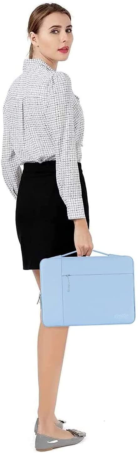 MOSISO Laptop Sleeve Compatible with MacBook Pro Air 13 inch M1 A2337 A2338 A2179 MacBook Pro 14 16 inch 2021 2022 M1 A2442 Pro/Max A2485/2019-2020 A2141/Pro Retina 15 A1398, 15-15.6 inch Notebook, Polyester Multifunctional Briefcase Bag, Airy Blue iMosiso